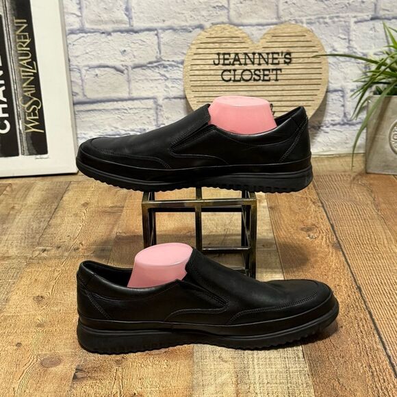 Mephisto Mens Twain Leather Slip-on Shoes - black - Picture 2 of 9